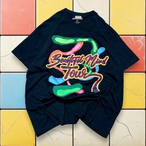 Y2K Rod Wave Beautiful Mind Tour Black Band Tee Mens 2XL Concert Music Merch Rap